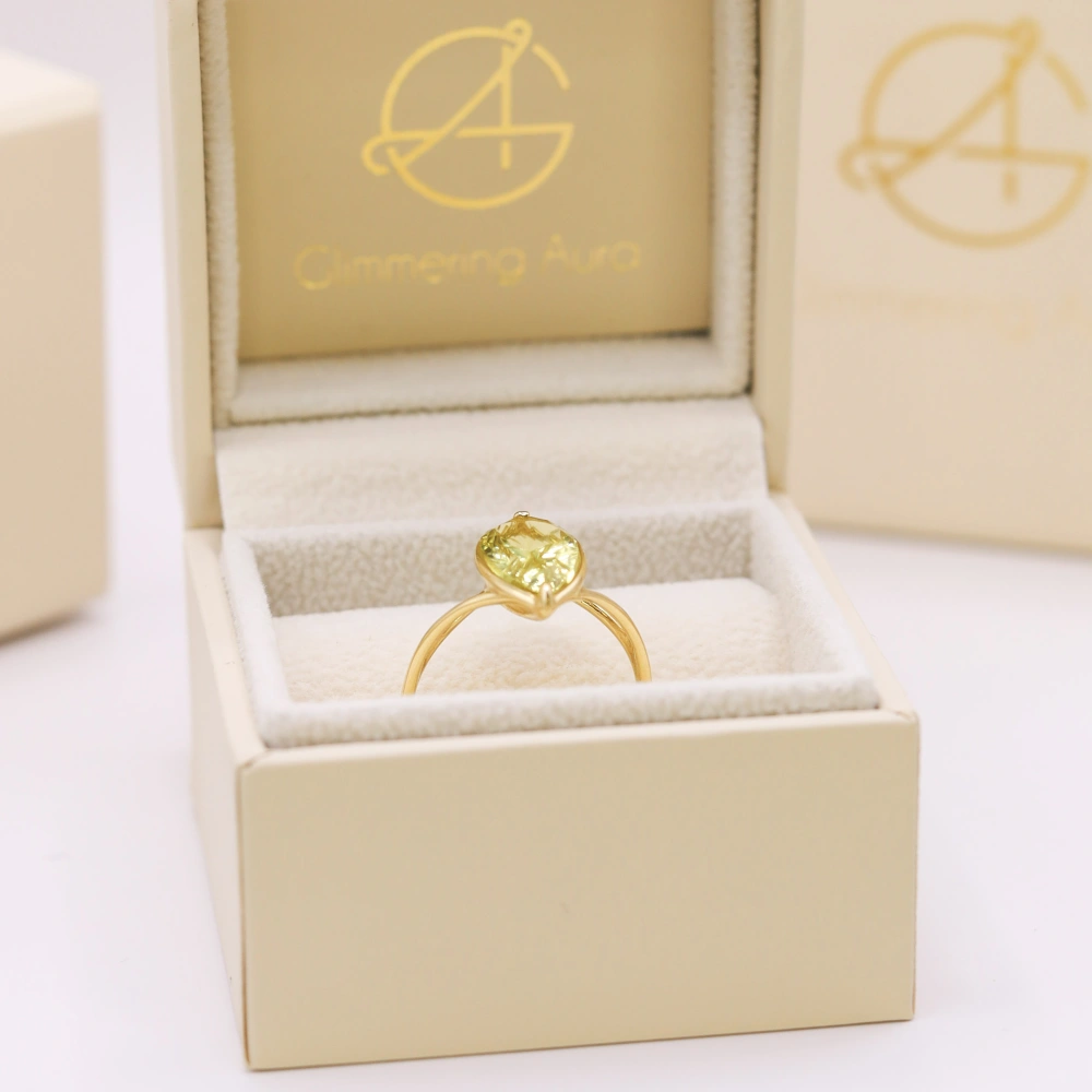 Golden Quartz Ring - Warm Light